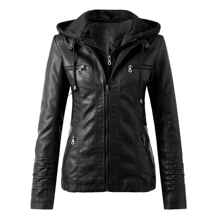 Leather Jacket Women Hooded Faux Pu Leather Motorcycle Jacket Zipper Long Sleeve Autumn Winter Outwear Coats Jaqueta Feminina