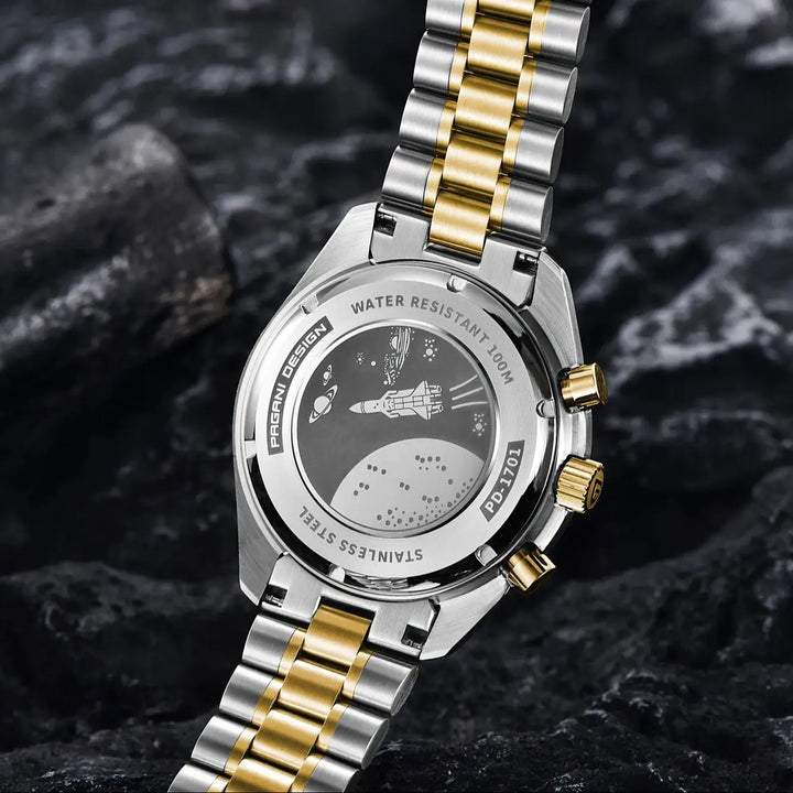 PAGANI DESIGN 2025 Silver Gold Moon Luxury Quartz Watches Men Sport Chronograph Sapphire Crystal Stainless steel Watch For Men