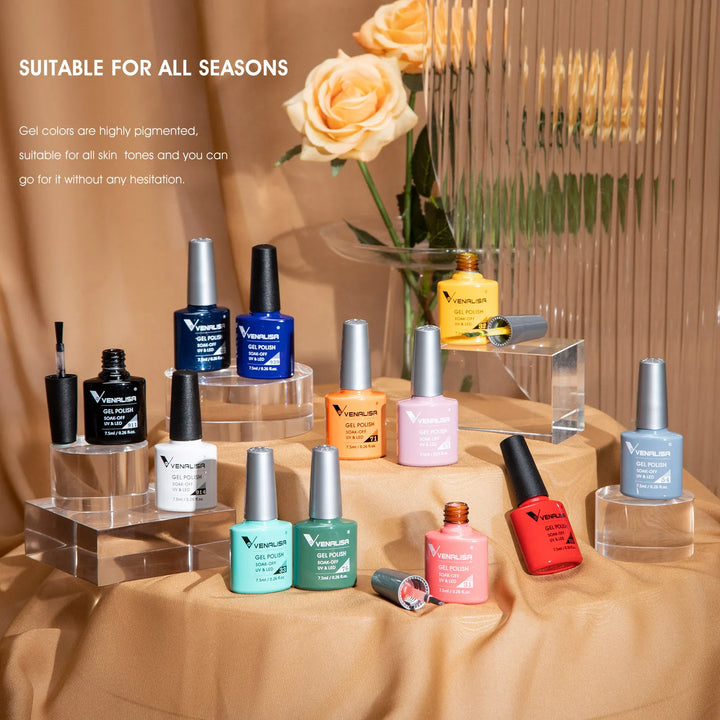 VENALISA VIP4 Kit Nail Gel Polish HEMA FREE Full Coverage 36/60 Color Gel Pigment Professional Nail Art Long-lasting Gel Varnish