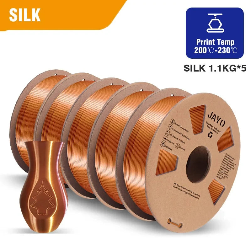 JAYO 5Rolls JAYO TPU SILK 98A 3D Filament Flexible 1.75mm+/-0.02mm 3D Printer SILK Texture Smooth High Quality New Fast Shipping