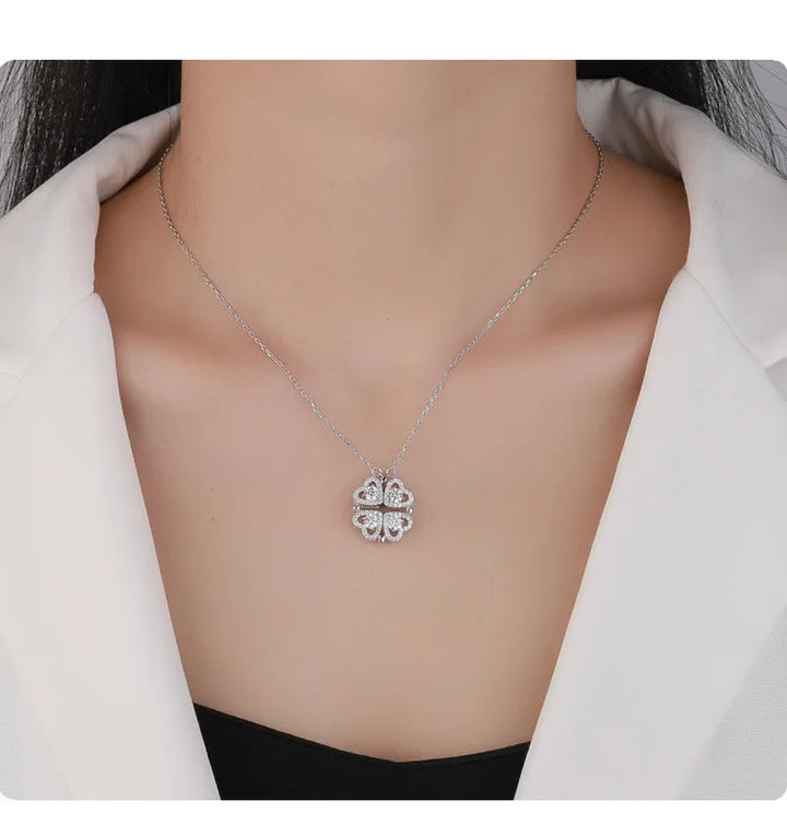 Sterling silver S925 four-leaf clover necklace for women Light Luxe Mosan diamond clavicle chain flower-shaped pendant for women