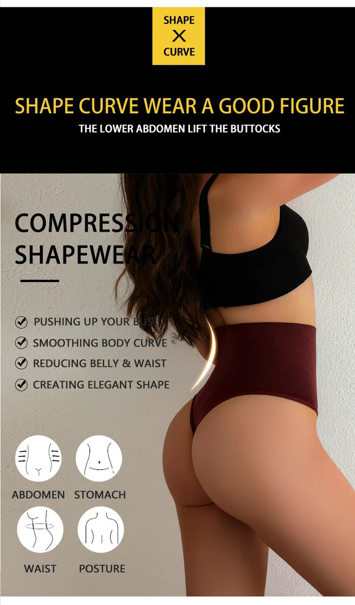 High Waist Tummy Control Panties Women Thong Panty Shaper Slimming Underwear Butt Lifter Belly Shaping Cincher Brief Body Shaper