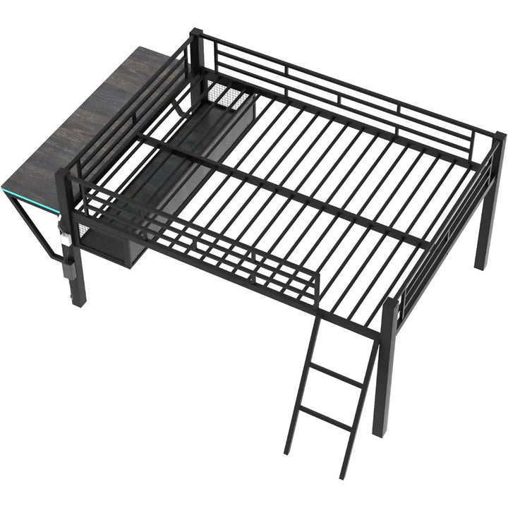 Full Metal Loft Bed with Desk