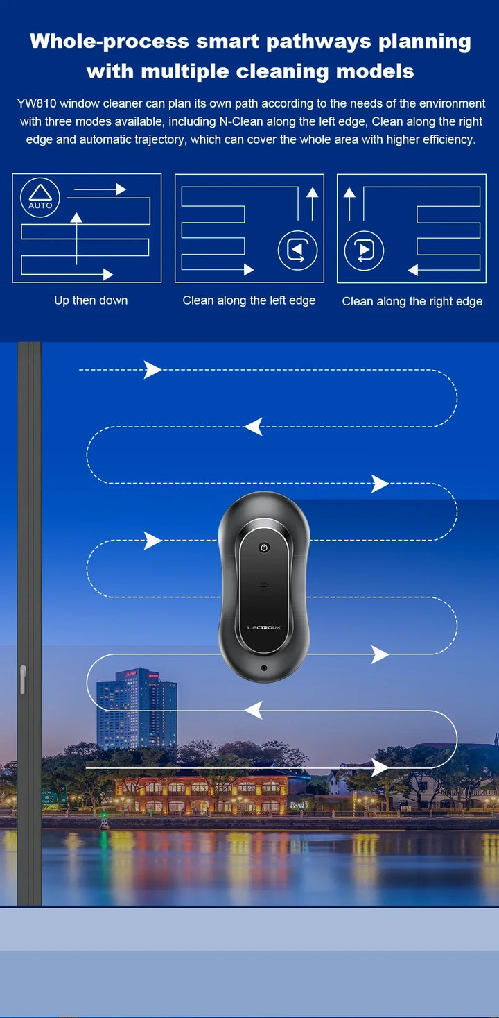 Window Cleaning Robot Liectroux YW810,Dual Water Spray,Smart Memory, Laser Sensor,Home Glass Floor Wall Robot Window Cleaner