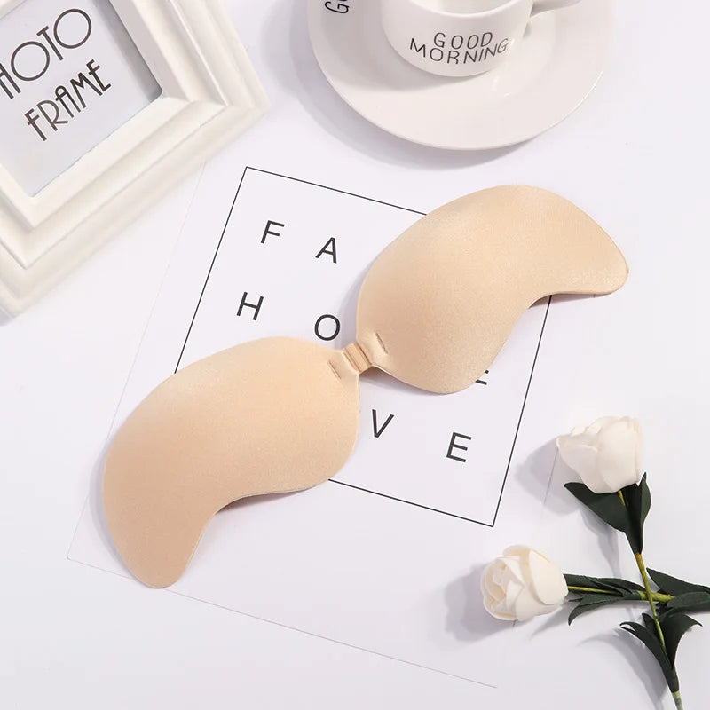 Sexy Sujetador Women's Bra Invisible Push Up Bra Self-Adhesive Silicone Seamless Front Closure Sticky Backless Strapless Bras
