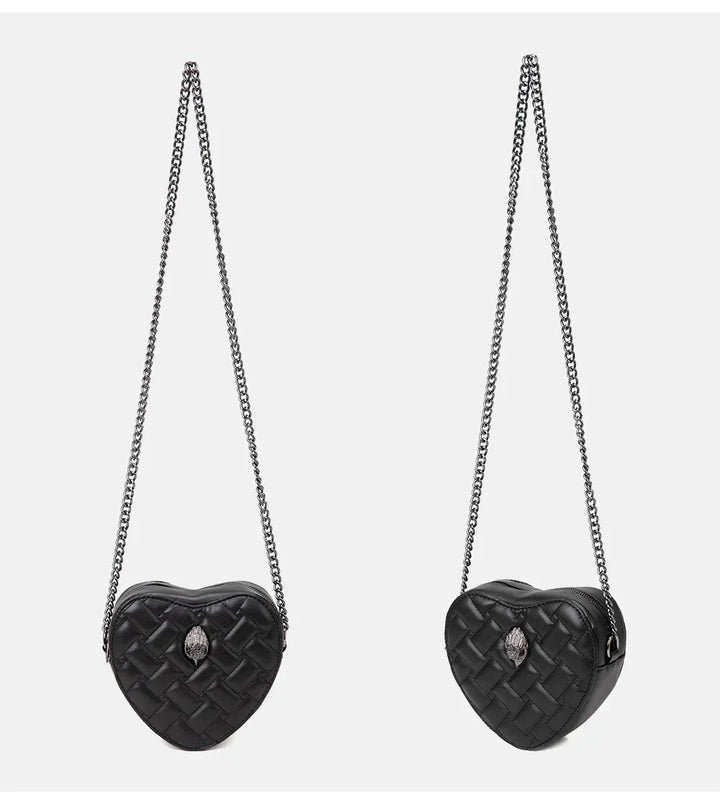 2024 Women's Heart-Shaped Herringbone Crossbody Bag with Eagle and Bird Head Shoulder Bag Chain Purse