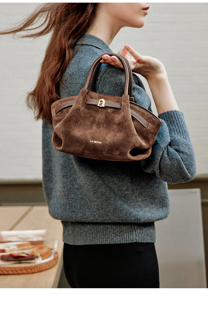 LA FESTIN Leather Bag New Suede Handbag Women's bags Luxury brand Bag Fashion Shoulder Bag Crossbody Bag Bucket Bag small size