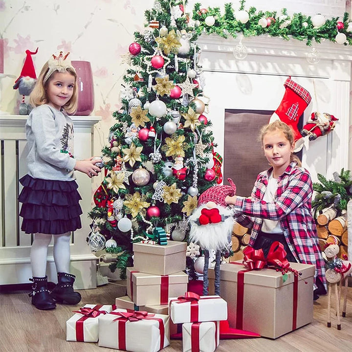 Glitter Artificial Christmas Flowers Set