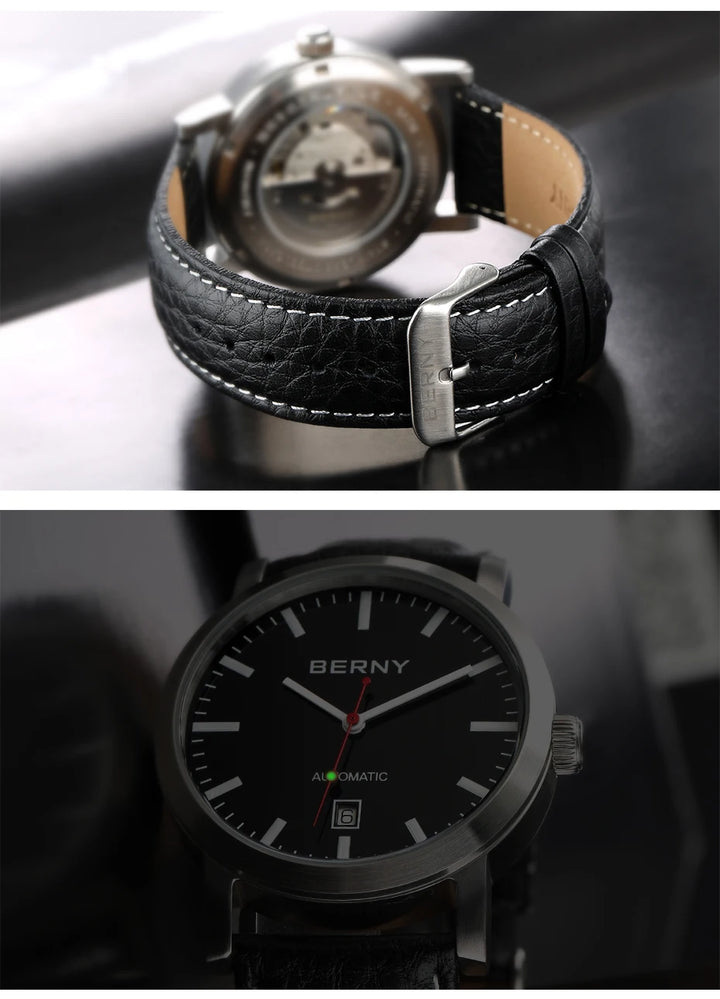 BERNY Watch for Men Mechanical Automatic Watches Seagull Luxury Brand Male Clock Water Resistant Swiss Railway Men's Wristwatch