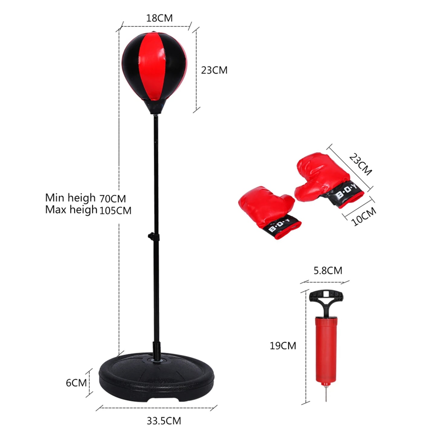 Kids Punching Ball Set Adjustable Height Boxing Ball With Boxing Gloves Air Pump