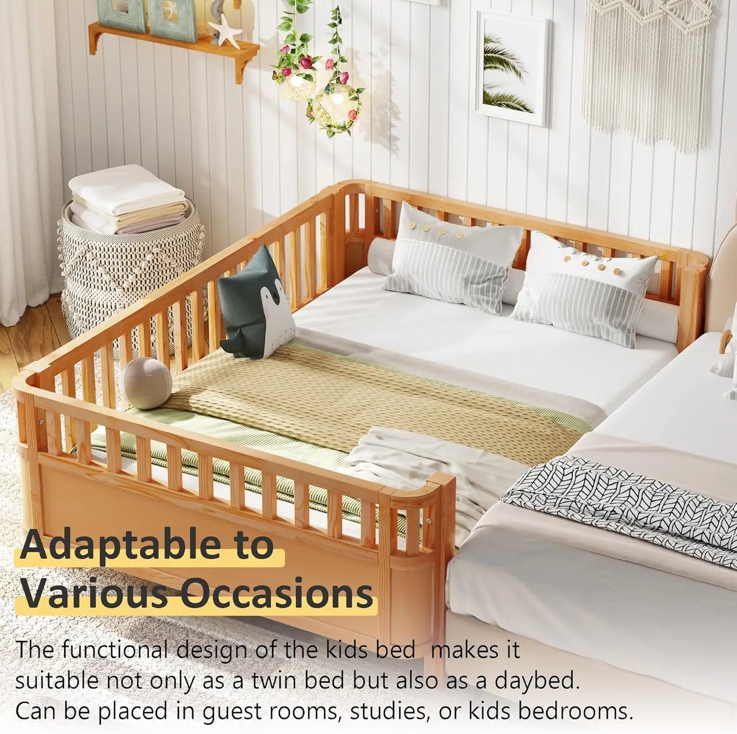 Wooden Montessori Bed with Rails
