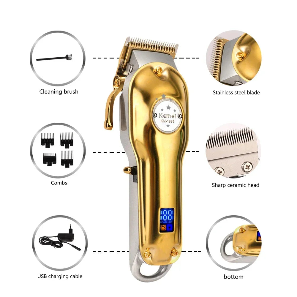 Kemei KM-1986 Or Blade Hair Trimmer For Men Trimmer Professional Hair Clipper Electric Razor Rechargeable Hair Cutting Machine