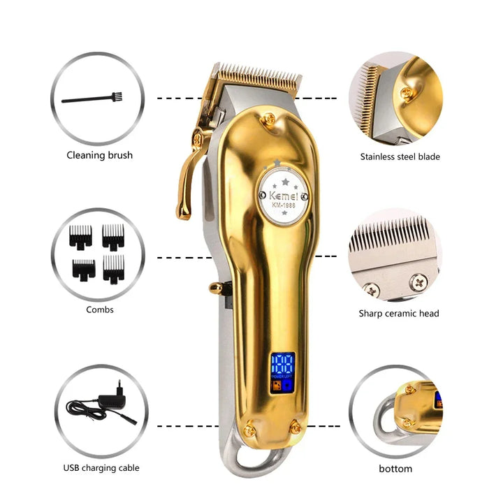Kemei KM-1986 Or Blade Hair Trimmer For Men Trimmer Professional Hair Clipper Electric Razor Rechargeable Hair Cutting Machine