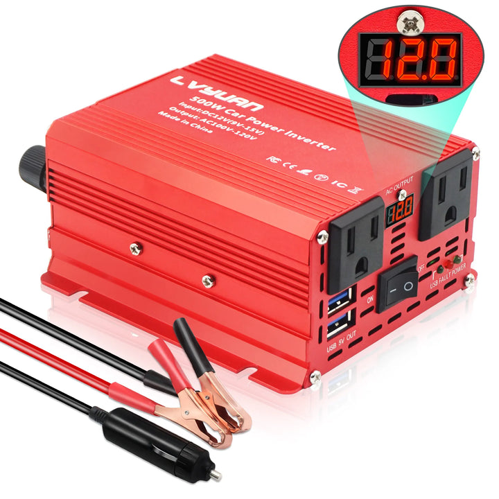 500W DC 12V To AC 110V 220V 50Hz 60Hz Car Power Inverter Automatic Transformer Adapter Dual USB EU US Universal Socket Converter