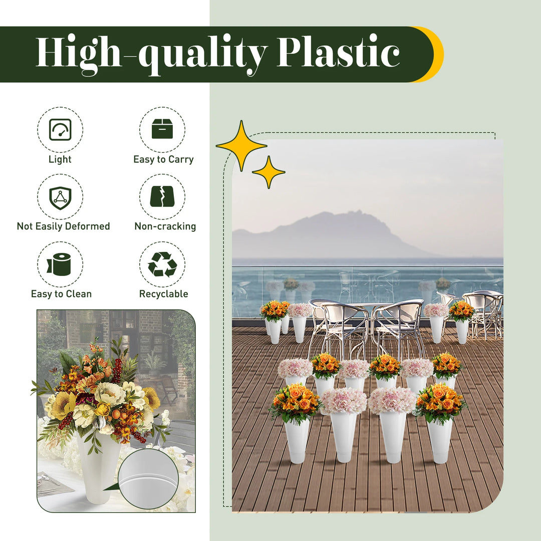 3 Layers Flower Display Stand Movable Modern Metal Plant Shelf with 12Pcs Flower Buckets & Wheels for Home Garden Patio Balcony