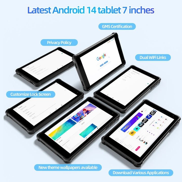 PRITOM Tablet 7" Android 14 Tablets, 8GB RAM(3+5GB Expand) 64GB ROM, A523 Octa-Core Processor, 5G WiFi+WiFi6, Dual Camera,Black