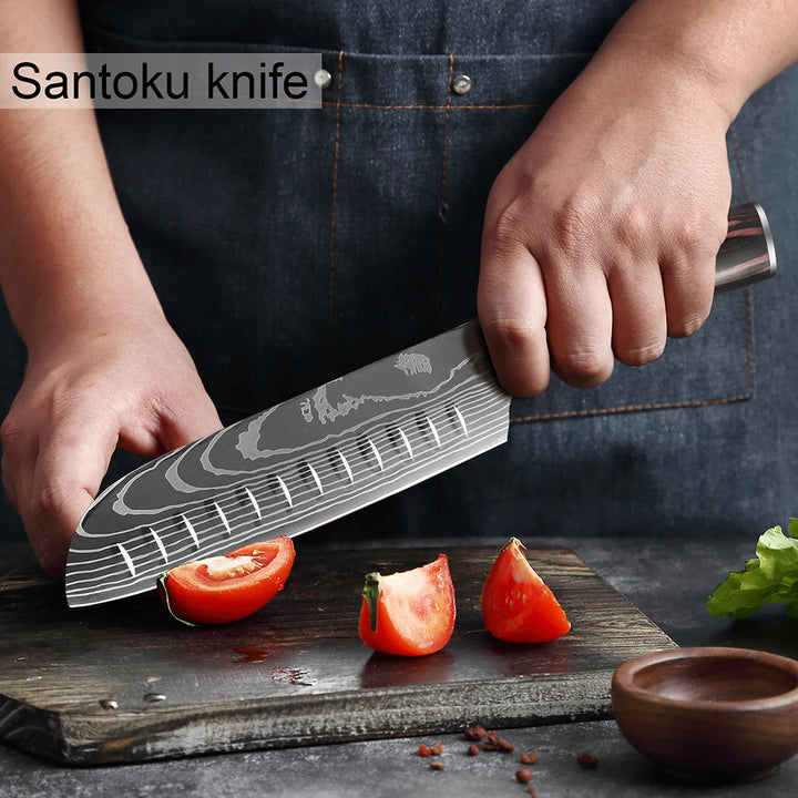 XITUO Professional Damascus Laser Pattern Chef Knife High-Quality Kitchen Knife, Sharp Slicing Cleaver, Boning & Utility Knife
