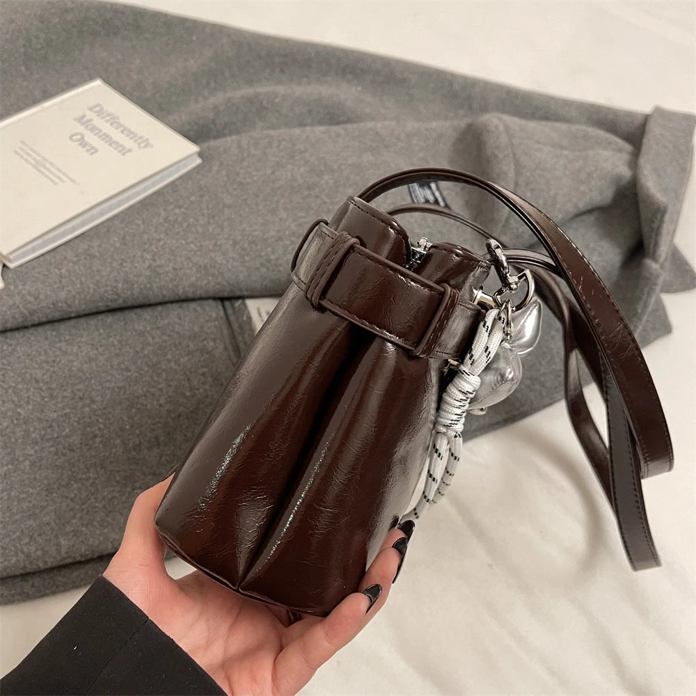 MOODS Belt Buckle Design Shoulder Satchels Bag For Women 2025 New In Luxury Designer Handbags Branded Fashion Totes With Pendant