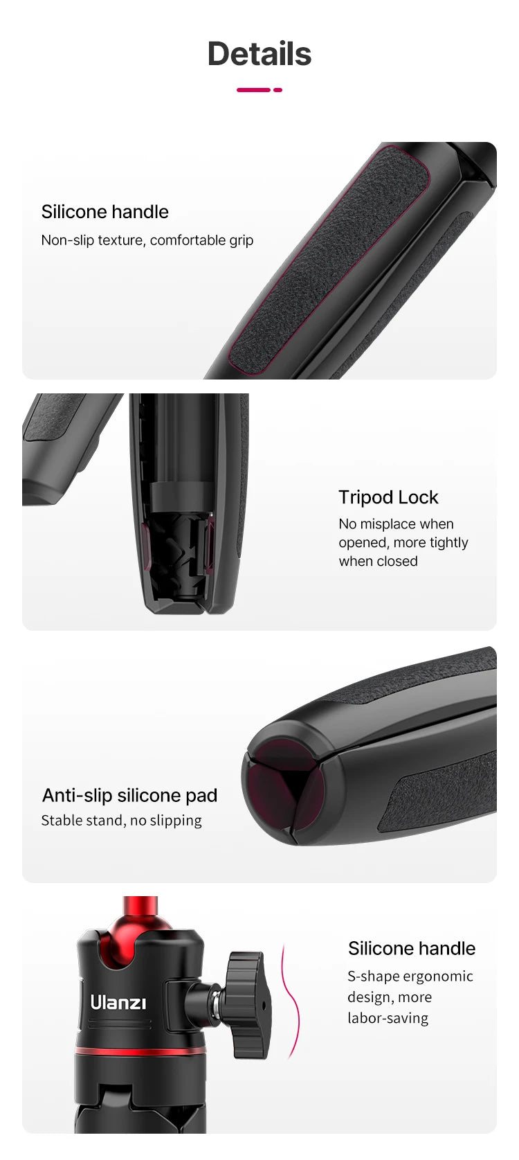 Ulanzi MT-50 Magnetic Tripod for Dji Osmo Action 5 4 3 Adjustable Underwater Selfie Stick Stand Mount Action Camera Accessories