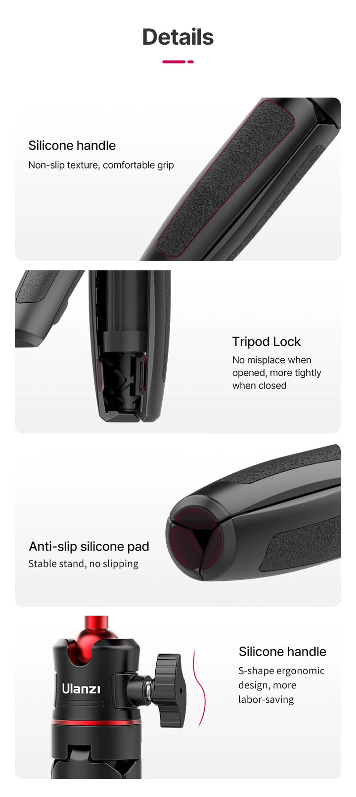 Ulanzi MT-50 Magnetic Tripod for Dji Osmo Action 5 4 3 Adjustable Underwater Selfie Stick Stand Mount Action Camera Accessories