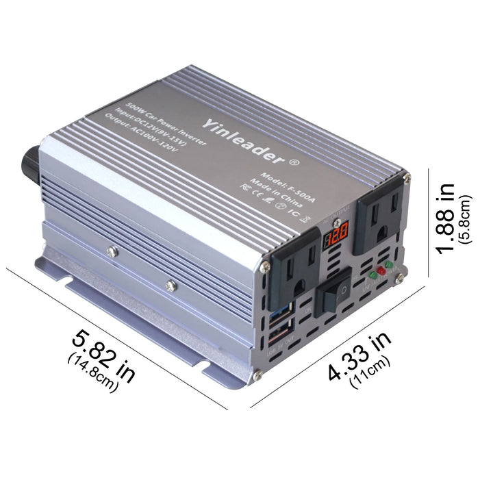 500W DC 12V To AC 110V 220V 50Hz 60Hz Car Power Inverter Automatic Transformer Adapter Dual USB EU US Universal Socket Converter