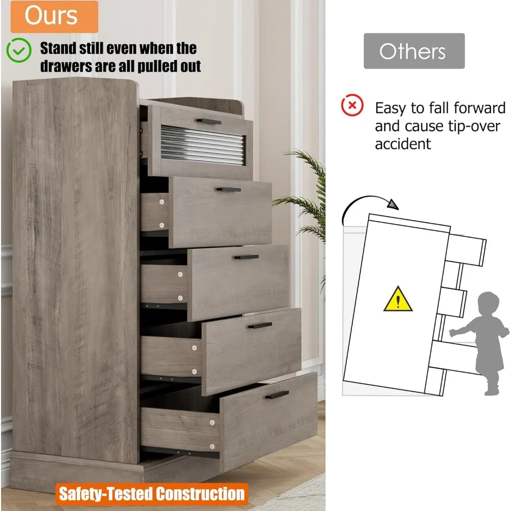 Modern 5 Drawer Dresser Bedroom