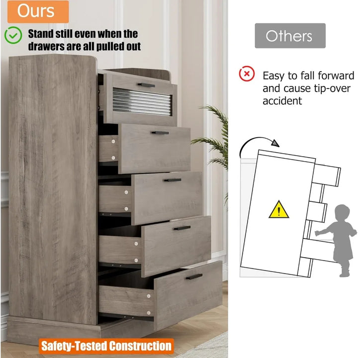 Modern 5 Drawer Dresser Bedroom