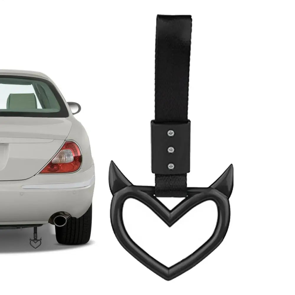 1Pcs New Handle Ring Heart Train Bus Hand Strap Styling Drift Charm Car Warning Tow Strap Hook Sticker