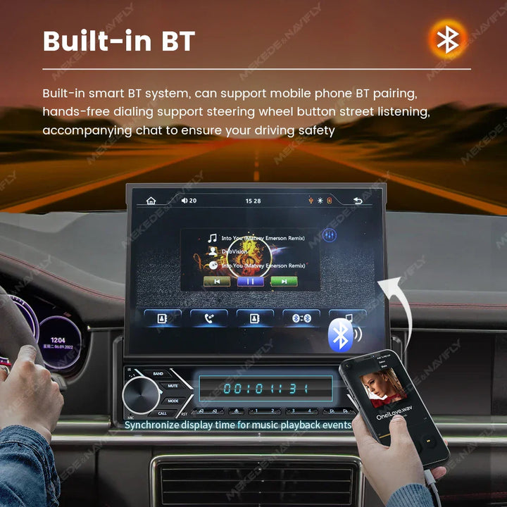 Universal 7" 1din Retractable Screen Car Radio Android Auto Carplay Multimedia Video Player Intelligent Vehicle System BT FM USB