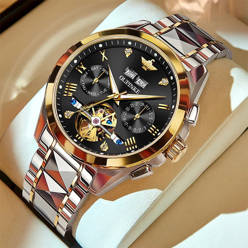 OUPINKE Automatic Mechanical Watch for Men 50M Waterproof Sapphire Mirror Luxury High Level Wristwtch