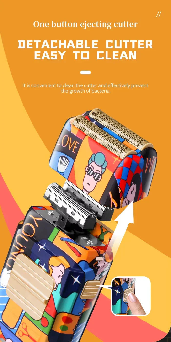 Kemei Professional Electric Hair Clipper Rechargeable Graffiti Pattern Beard Trimmer Men's Shaver KM-MAX2092 KM-MAX5090 KM-1102H