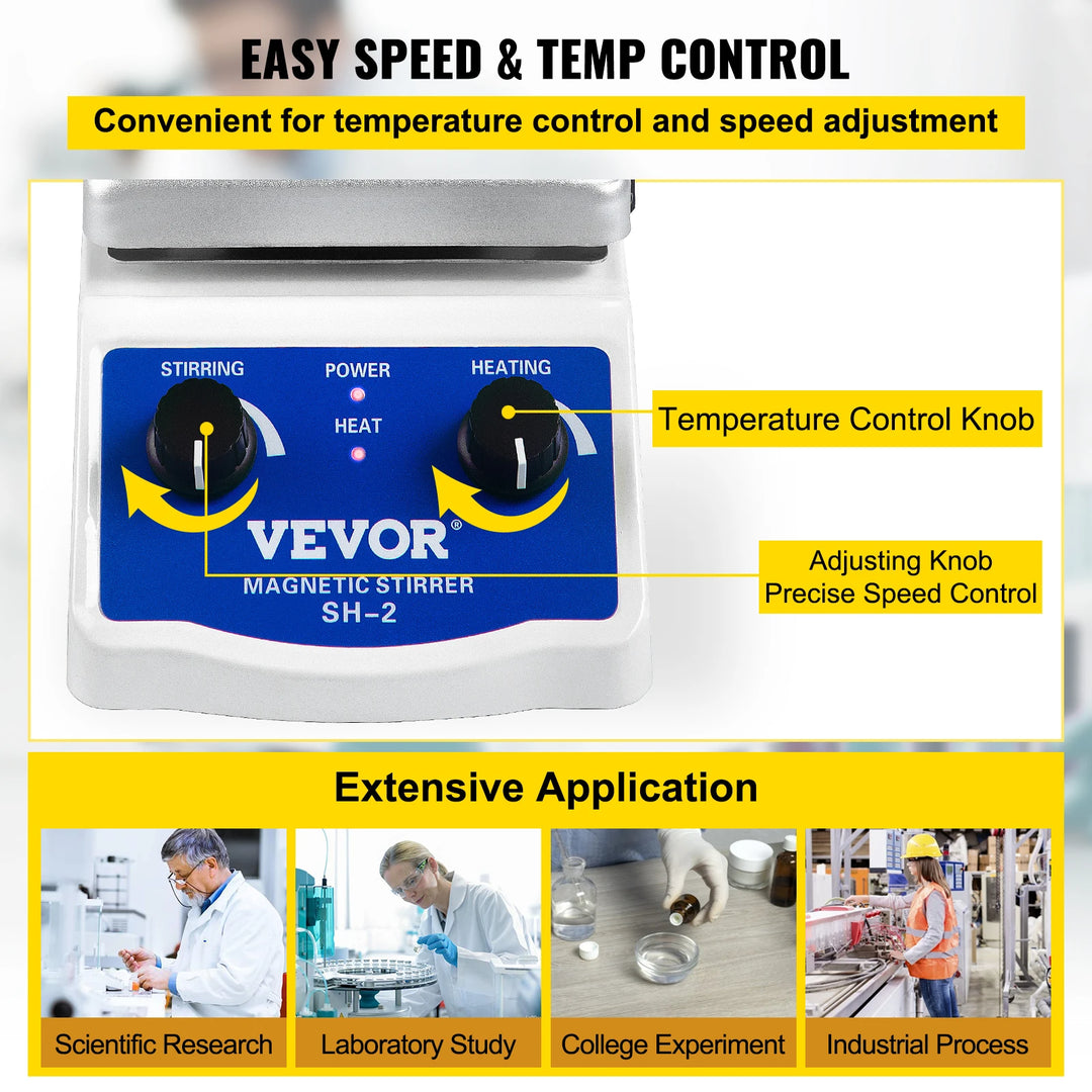 VEVOR 1000ML Electric Magnetic Stirrer Hot Plate Vortex Mixer Shaker With Stir Bar Medical Bioloicgal Chemical Laboratory