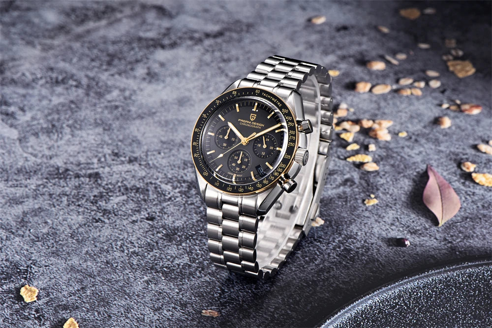 PAGANI DESIGN 2025 New Moon Men's Watches Luxury Quartz Watch For Men VK63 Chronograph AR Sapphire Mirror Ceramic Bezel Luminous