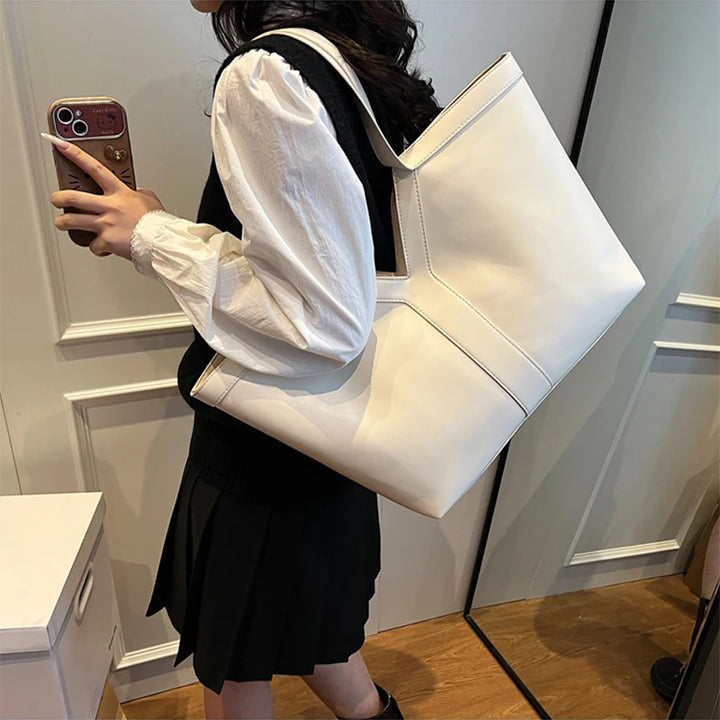 Soft Luxury Y Letter Women Shoulder Bag New Genuine Leather Fashion Large Capacity Tote Bag High-end Casual Commuting Brand Bag