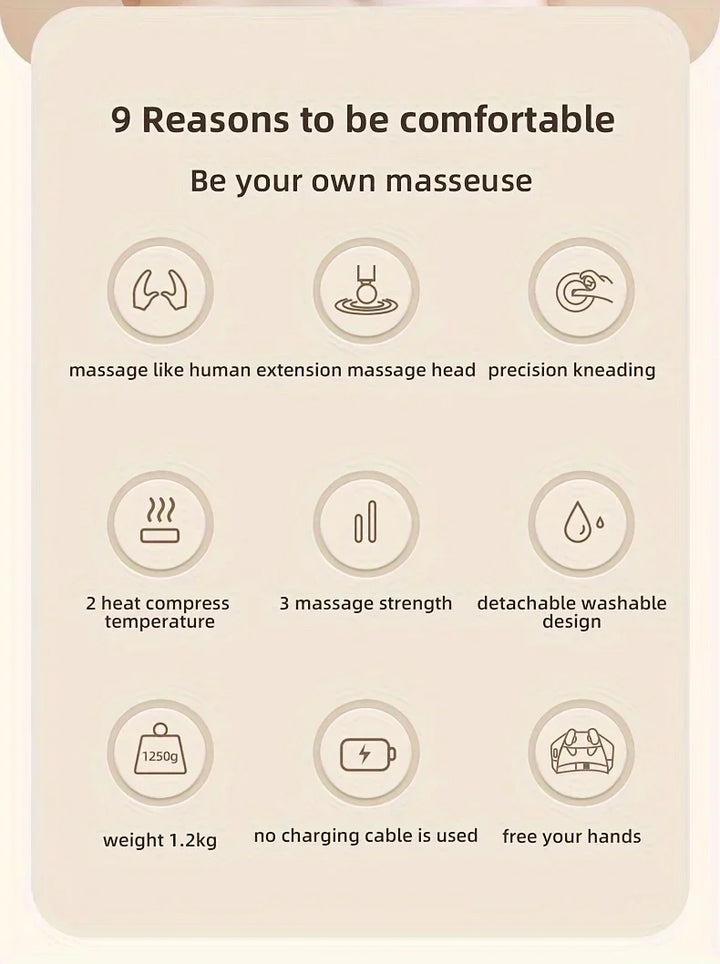 20W Neck And Shoulder Massager Wireless Shoulder And Back Kneading Massage Shawl Trapezius Neck Cervical masajeador