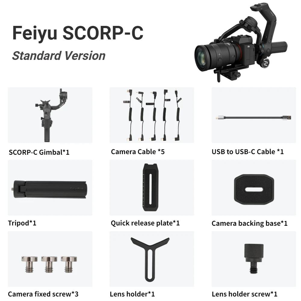 FeiyuTech Official Feiyu SCORP Series SCORP-C Handheld Gimbal 3-Axis Stabilizer Handle Grip for DSLR Camera Sony/Canon