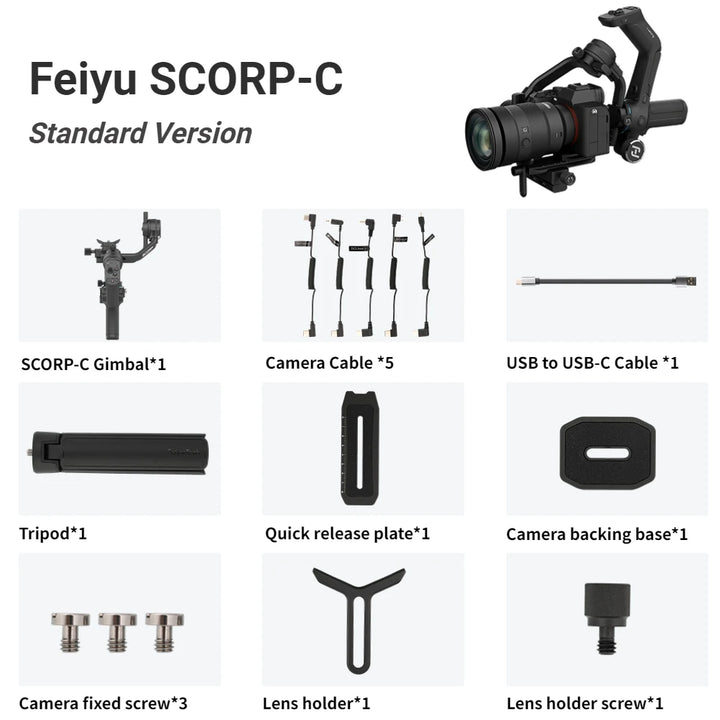 FeiyuTech Official Feiyu SCORP Series SCORP-C Handheld Gimbal 3-Axis Stabilizer Handle Grip for DSLR Camera Sony/Canon