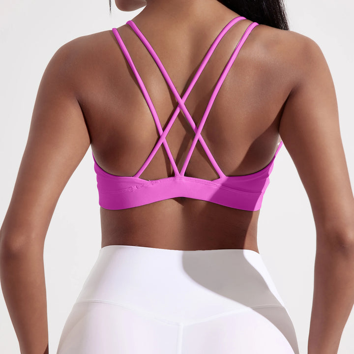 Solid Color Cross Fitness Bra Soft High Strength Women Tight Sport Top Comprehensive Training Gym Yoga Underwear With Chest Pad