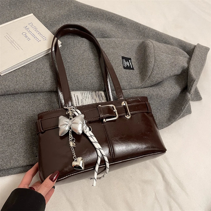 MOODS Belt Buckle Design Shoulder Satchels Bag For Women 2025 New In Luxury Designer Handbags Branded Fashion Totes With Pendant