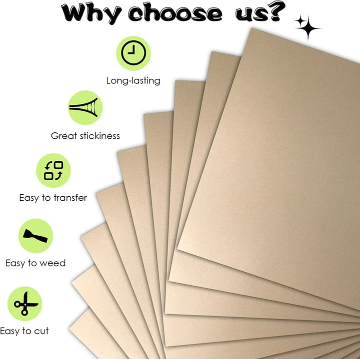 9pcs HTVRONT 30X30cm Matte Metallic Permanent Adhesive Vinyl Bundle Sheets Sticky Craft Sticker Film for Cricut DIY Decor