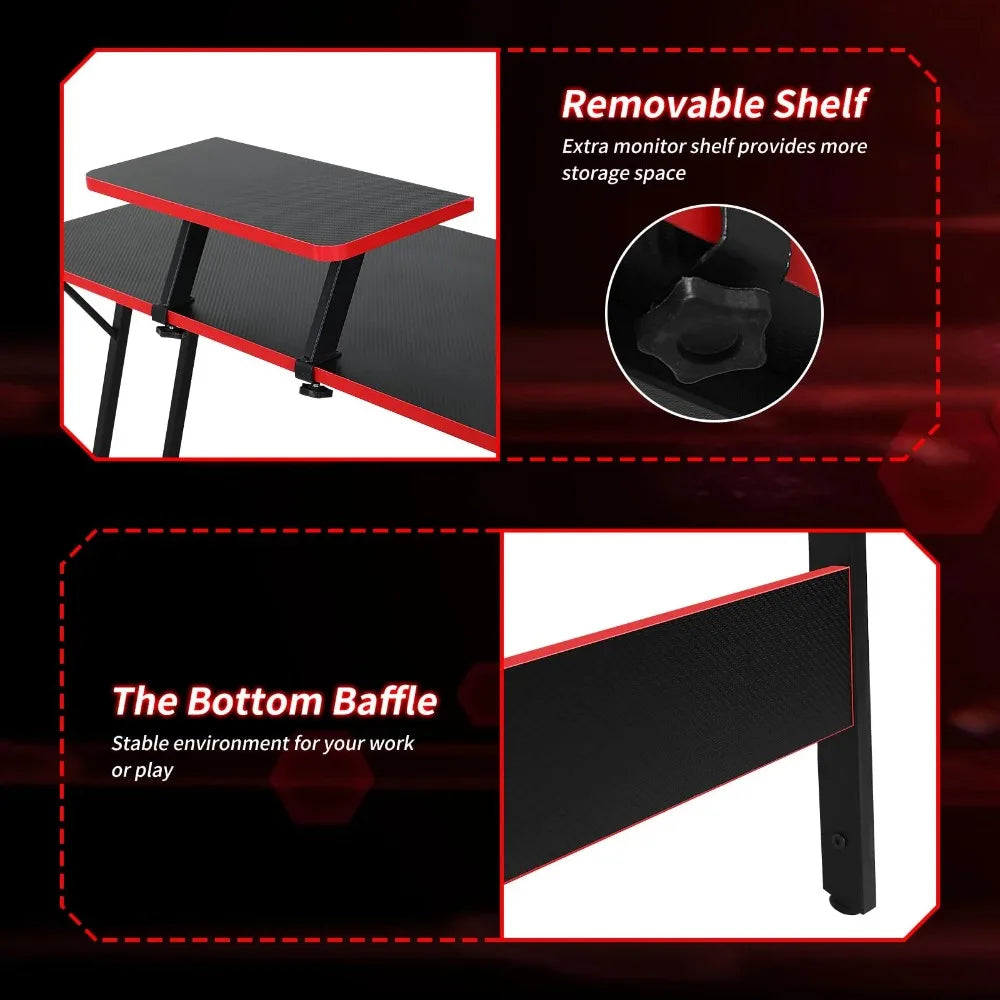 L Shaped Gaming Desk 50 Inch Corner Computer Desk, Home Office Desk with Large Tabletop Gaming Table, Black