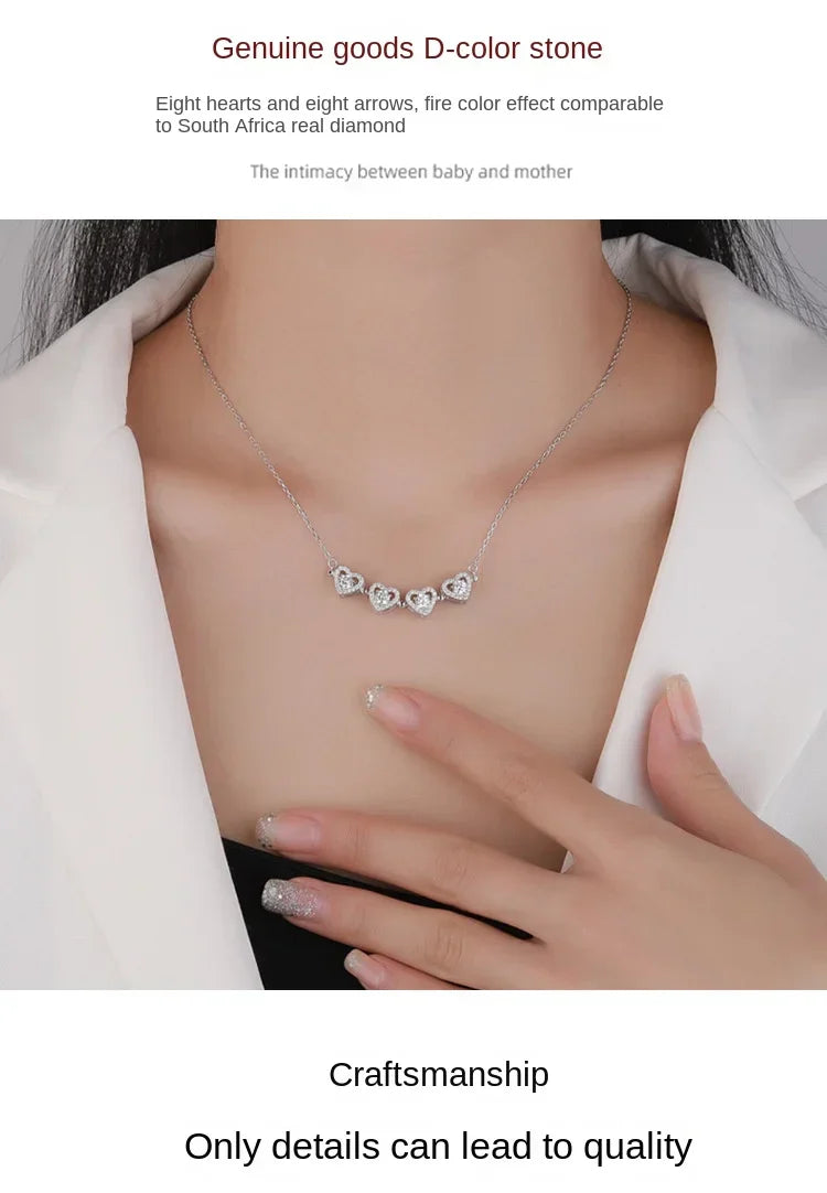 Sterling silver S925 four-leaf clover necklace for women Light Luxe Mosan diamond clavicle chain flower-shaped pendant for women