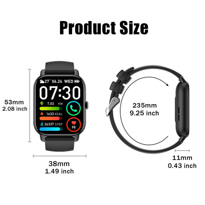 AI Voice Assistant Smart Watch for Men/Women, 1.85'' HD Touch Screen Fitness Trackers with Wireless Call/ IP68 Waterproof