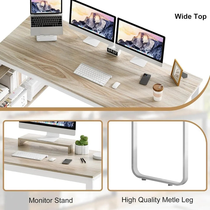 L-Shaped Office Desk with Drawers