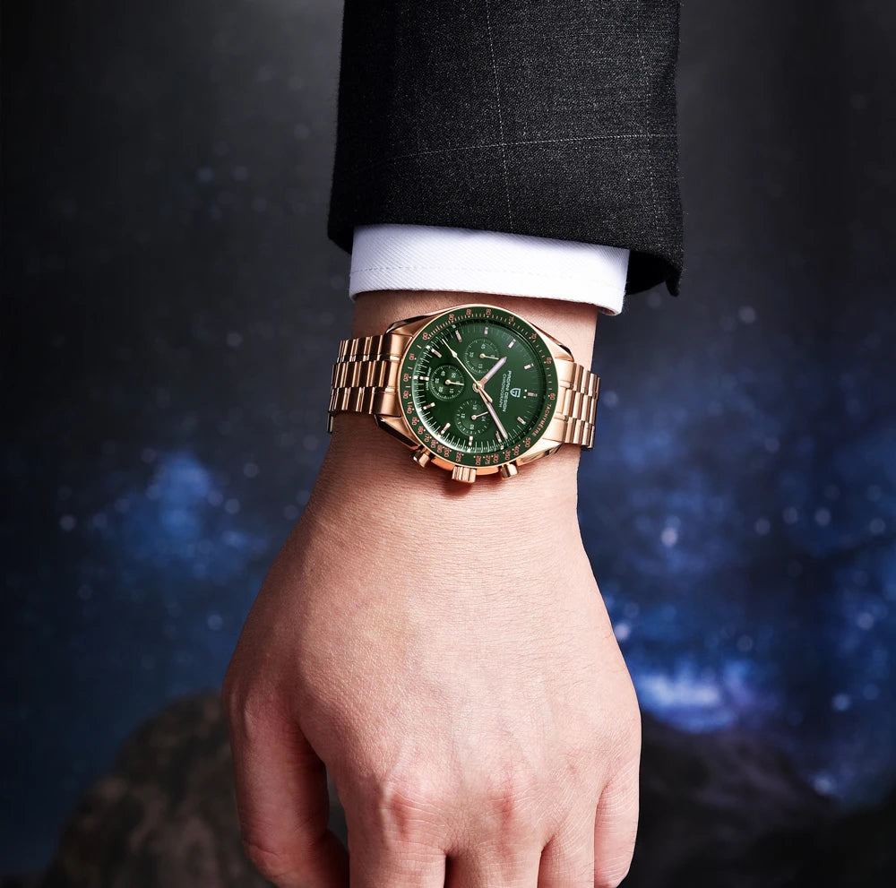 PAGANI DESIGN Moon Mens Watches 2024 Top Brand Luxury Quartz Watch For Men Chronograph Luminous Sapphire Mirror Waterproof Clock