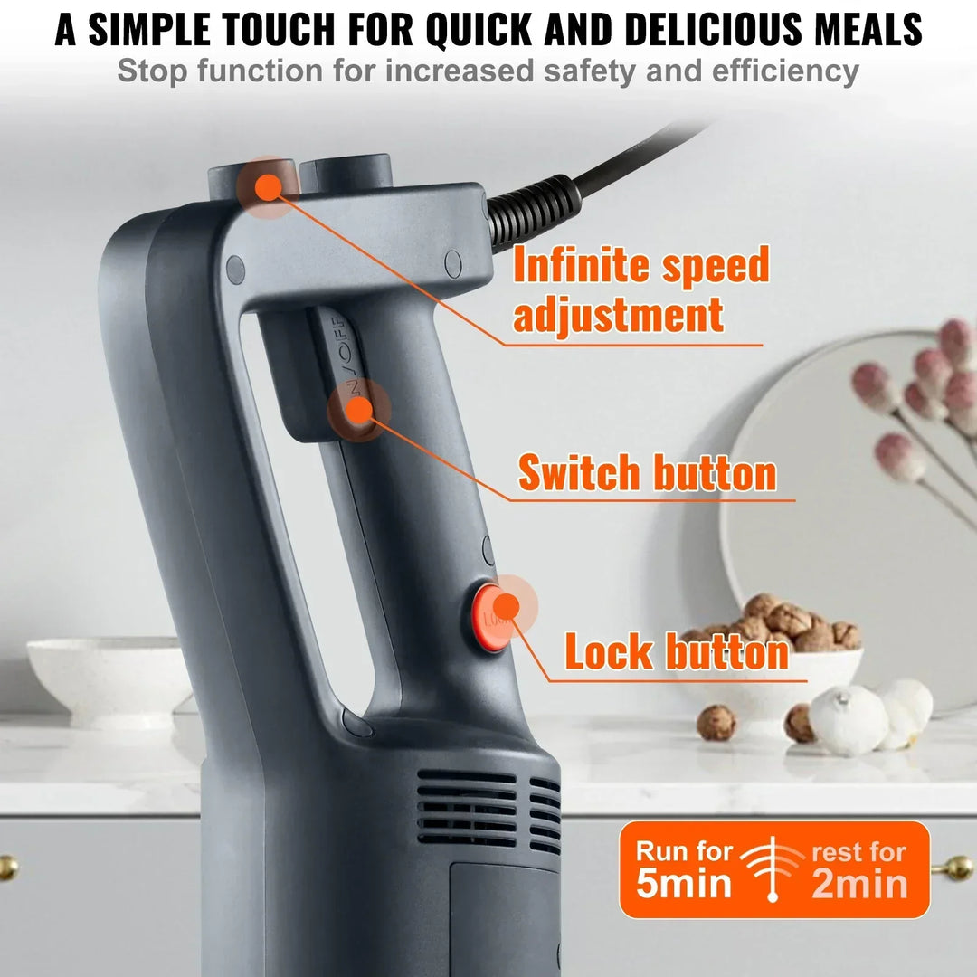VEVOR Commercial Immersion Blender 500W 12/20inch Heavy Duty Hand Mixer Kitchen Stick Mixer for Soup Smoothie Puree Baby Food