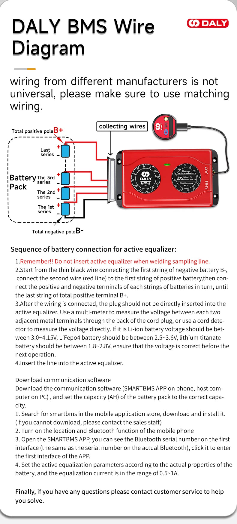 DALY Smart BMS Active Equalizer Bluetooth Balancer Equalizer 1A 4S 12V 8S 24V 16S 48V Lithium LiFePO4 Battery Ship form EU US