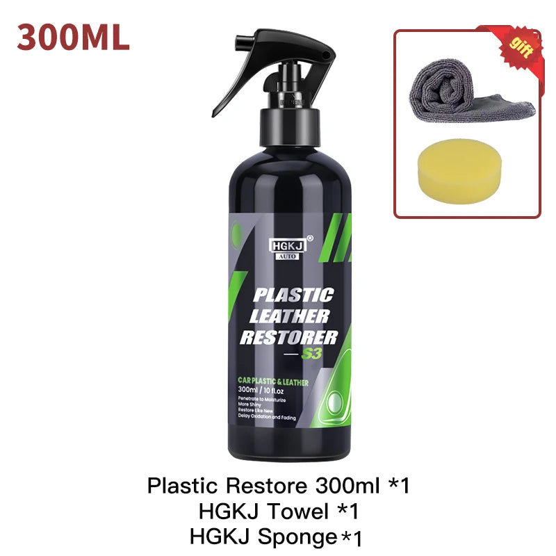 300ML Car Interior Plastic Restorer HGKJ S3 Liquid Leather Seat Spray Restoration Coat Wax Car Care Product Plastics Renovator