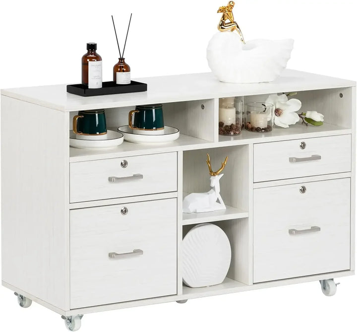 Wide 4-Drawer Office File Cabinet with Lock