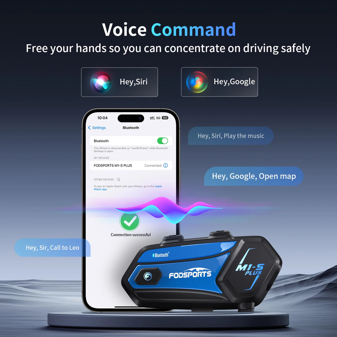 Fodsports M1-S Plus Motorcycle Helmet Intercom Bluetooth Headset,Moto Interphone,8 Riders 2000M,FM Radio,Music Sharing.